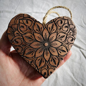 Walnut Mandala Hanging Heart